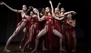 Suspiria dancers dressed in red yarn