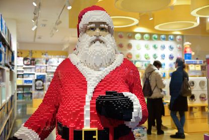 Santa made from Legos in mall Lego Store