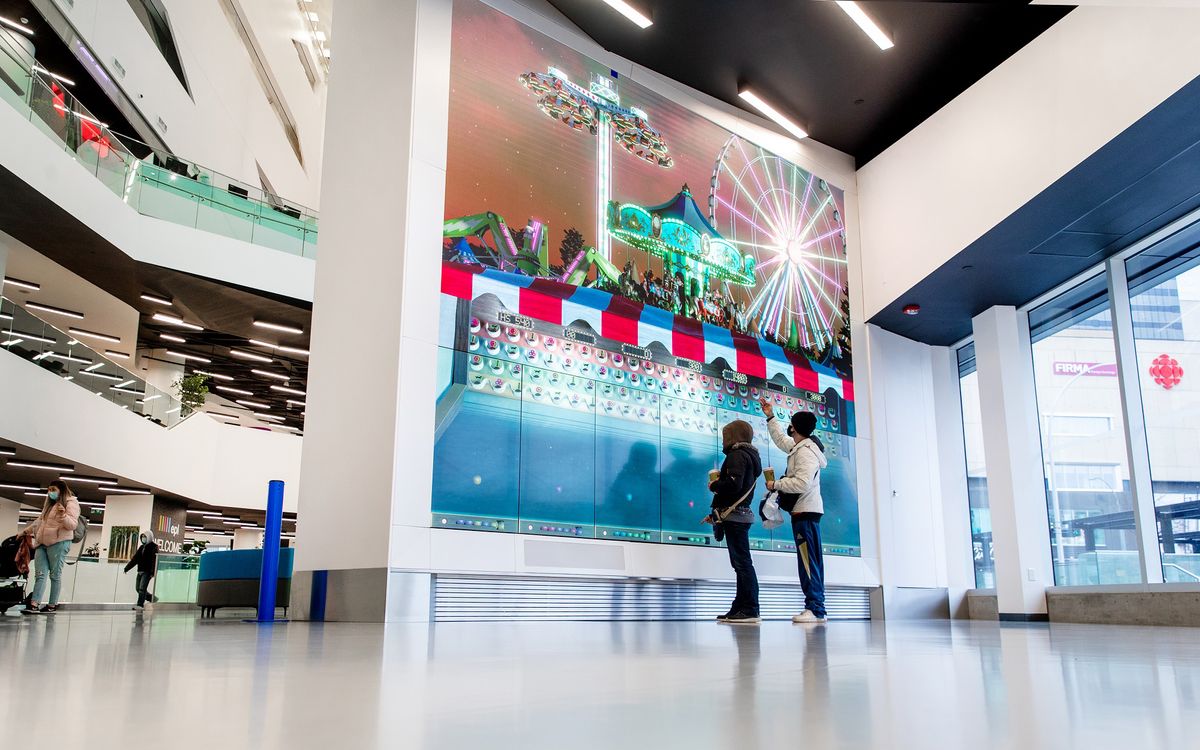 The Wall at Edmonton Public Library, by AVI-SPL