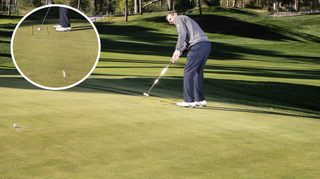 Paul Foston demonstrates a drill to help golfers stop 3-putting