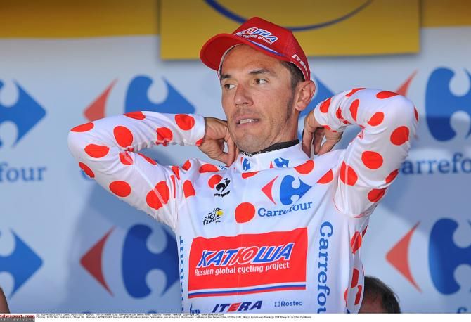 Joaquim Rodriguez (Katusha) wears polka dot jersey at the Tour de France