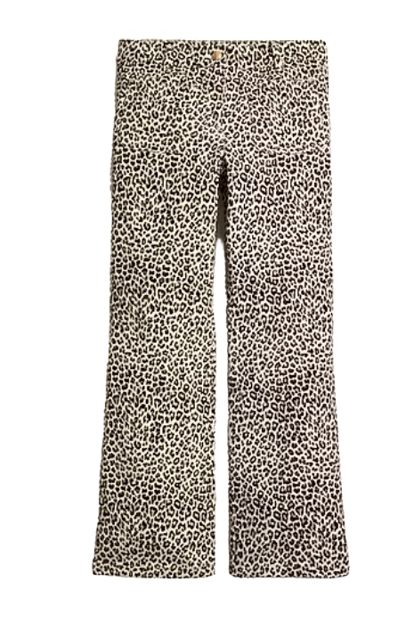 High-Rise Kickout Jean With Sailor Pockets in Leopard Print