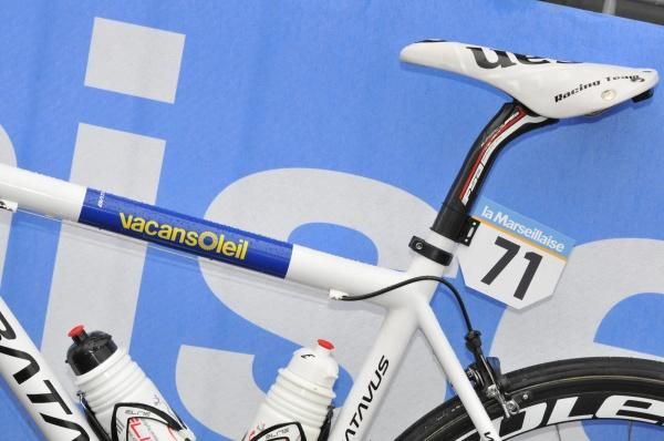 The bike of race leader Borut Bozic (Vacansoleil Pro Cycling Team).