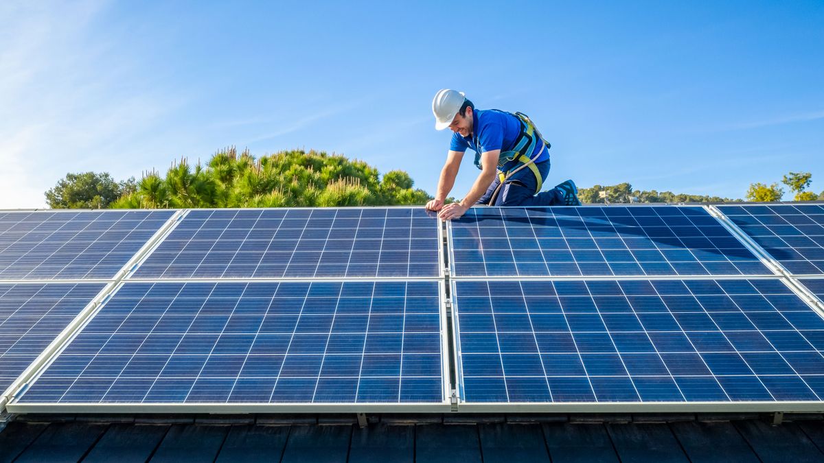 Solar panels being installed