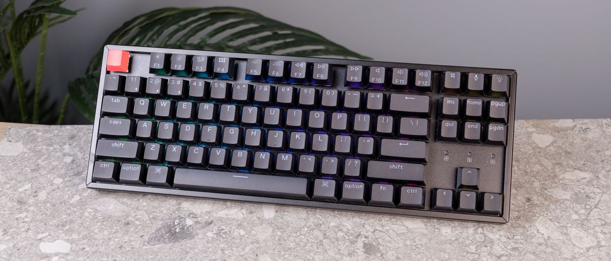 A black Keychron K8 V2 wireless mechanical keyboard