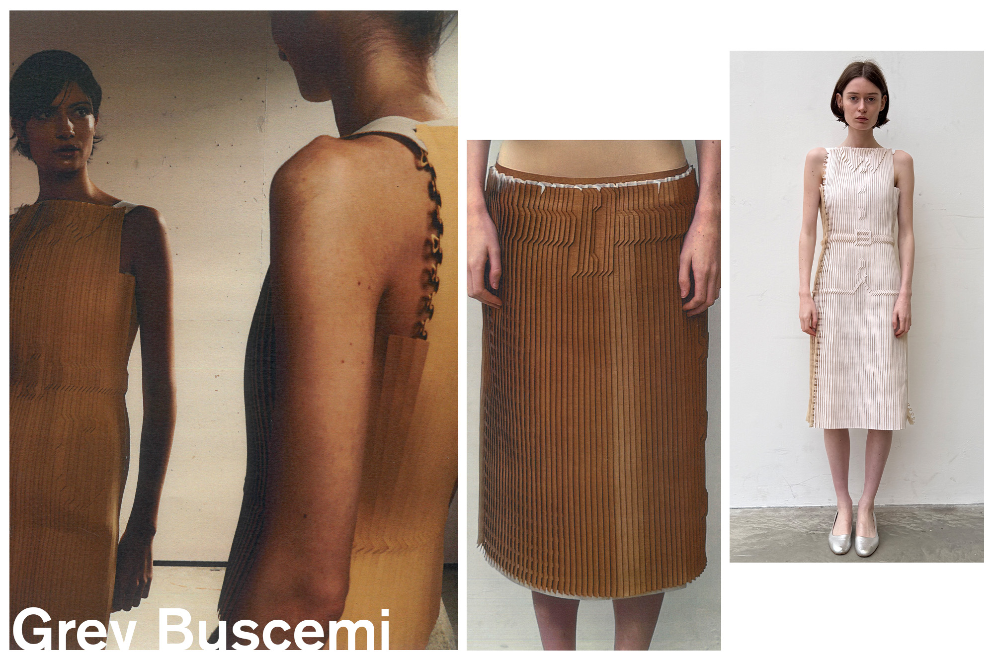 Collage of models wearing designs from Grey Buscemi.