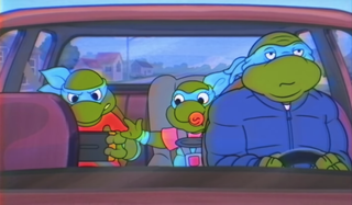middle aged ninja turtles car ride with kids