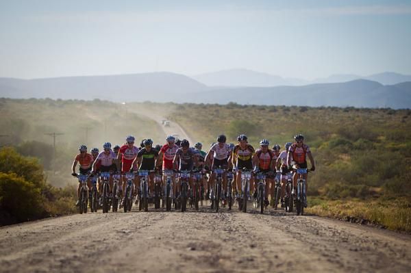 Riders leave Oudtsoorn during stage 1 of the Cape Pioneer Trek