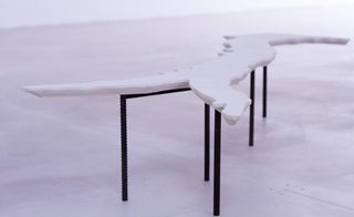Long white shaped table