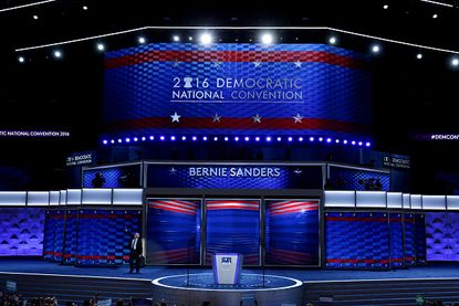 The Democratic National Convention stage. 