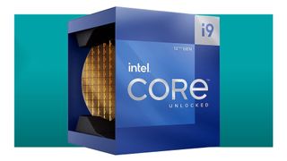 Intel CPU box on a blue background
