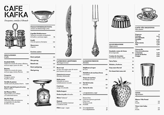 Cafe Kafka's gorgeous menu design was produced by creative studio Lo Siento