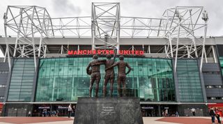 Outside view of Old Trafford, home stadium of Manchester United FC