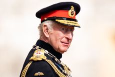 King Charles III at the presentation of new standards to the Life Guards and the Blues and Royals at Windsor Castle