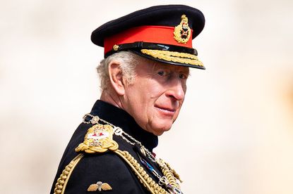 King Charles III at the presentation of new standards to the Life Guards and the Blues and Royals at Windsor Castle