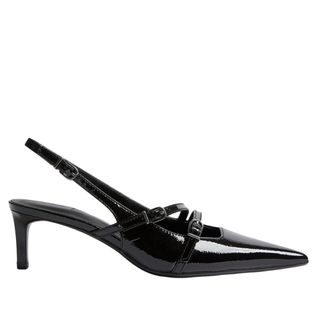 M&S Leather Buckle Kitten Heel Slingbacks