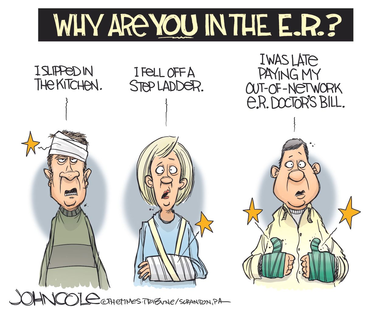 Editorial cartoon U.S. health insurance out of network costs fees