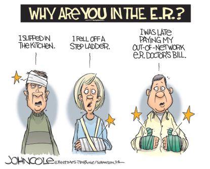 Editorial cartoon U.S. health insurance out of network costs fees