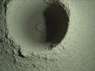 The first borehole drilled by NASA's Perseverance rover.