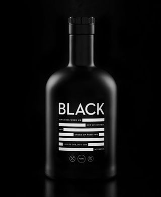 Black Vodka's packaging is uncompromisingly monotone