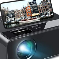 ELEPHAS  W13 WiFi Mini Projector with Synchronize Smartphone ScreenThis projector is wireless and connects to your phone, it's got built-in speakers and has USB capabilities. It's perfect for a movie night in or to take on the go.