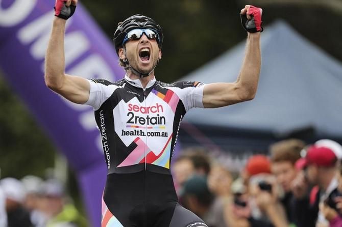 Neil Van Der Ploeg (search2retain p/b health.com.au) celebrates his victory in Stage 5 of the FKG Tour of Toowoomba