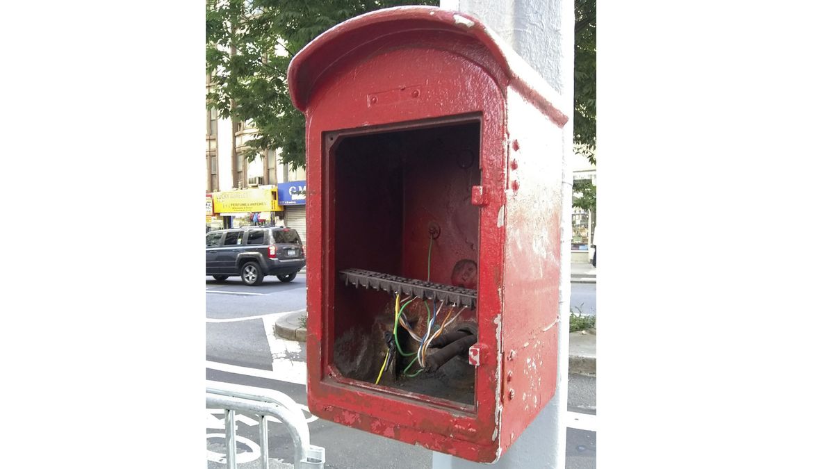 The highlights are a bit overblown, but the detail inside of this broken fire alarm is nice.