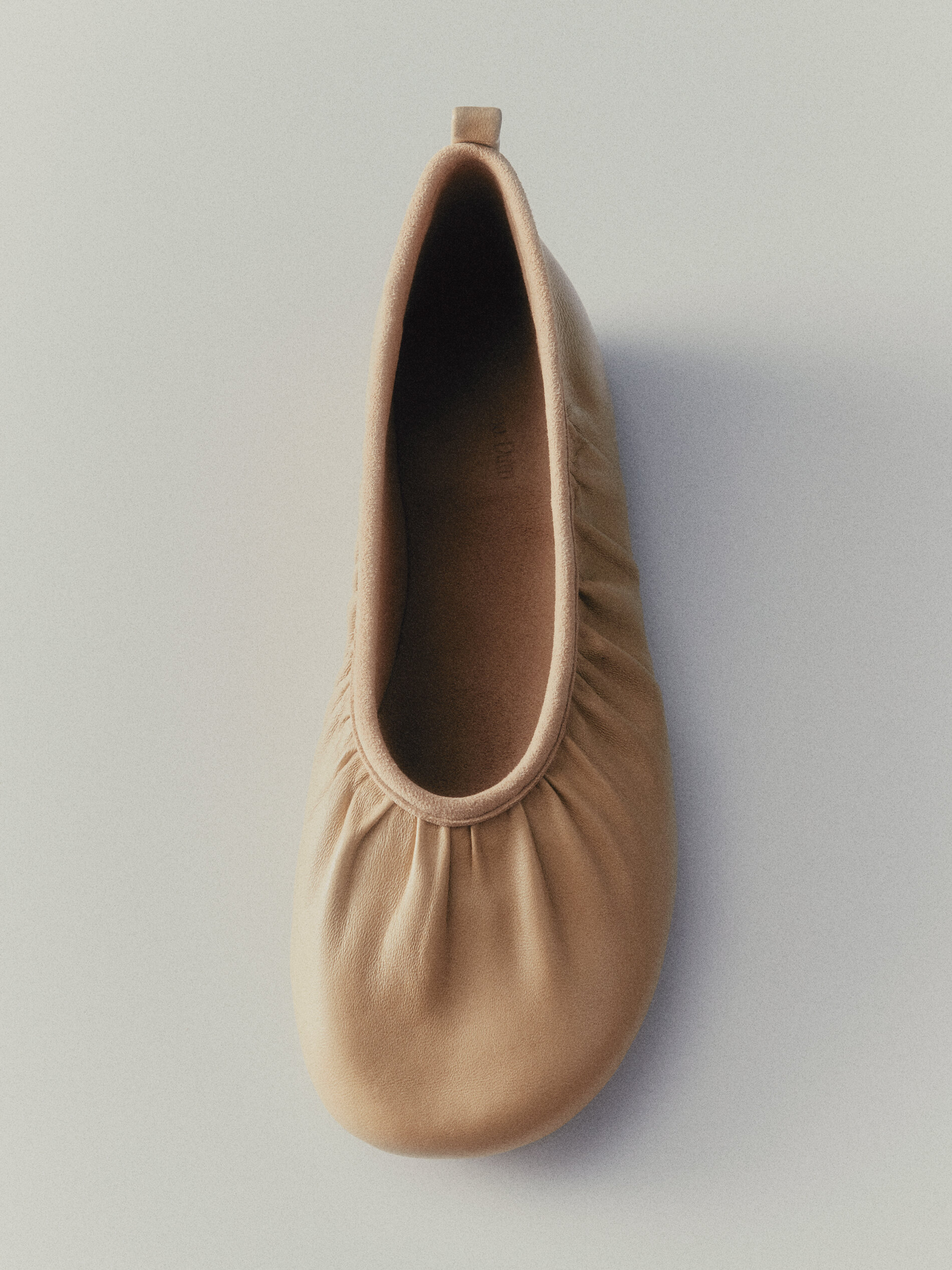 Soft Leather Ballet Flats With Gathered Detail