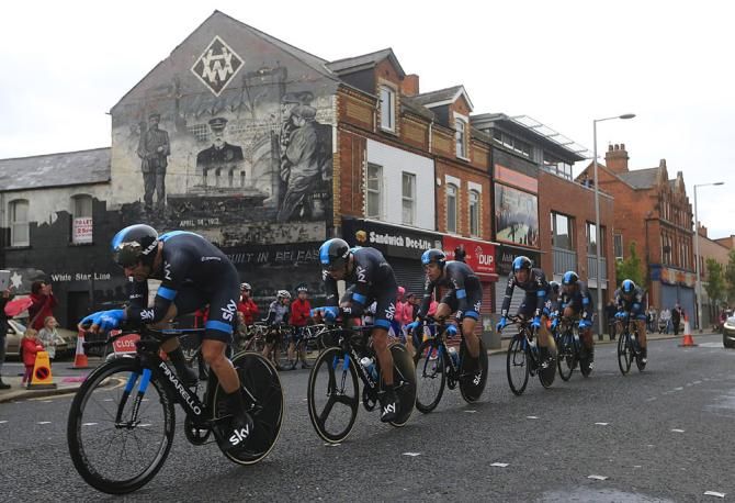 Team Sky on the streets of Belfast