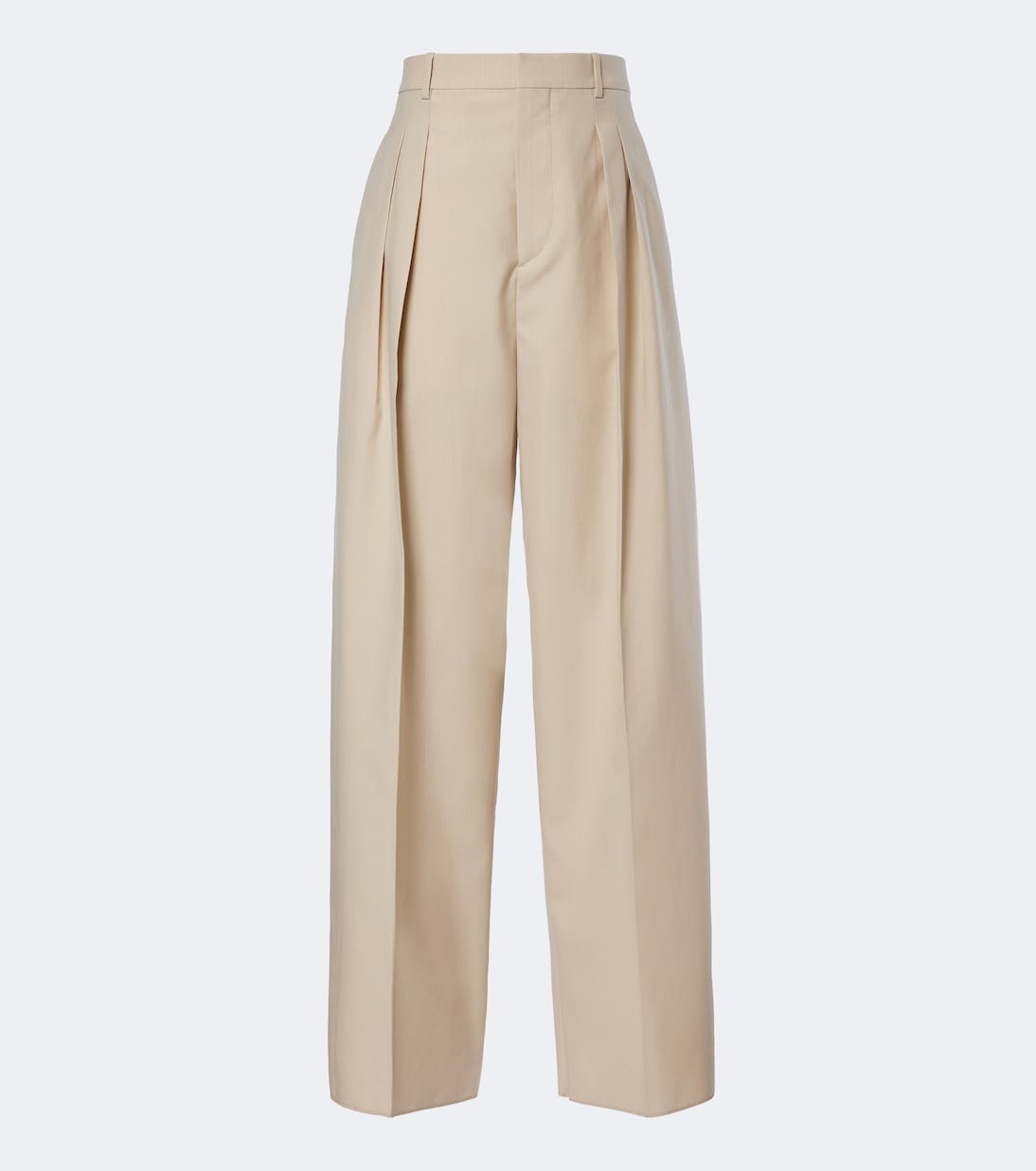 Wool and Cotton Wide-Leg Pants in Beige - Bottega Veneta