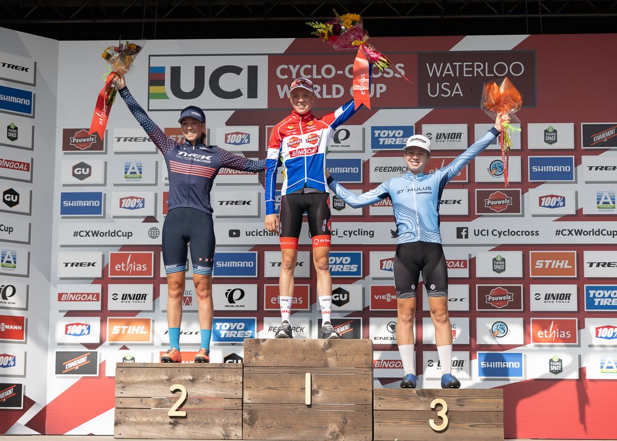 U23 Women's Podium - Fem Van Empel (Pauwels Sauzen - Bingoal) 1st, Madigan Munro (Trek Factory Racing CX) 2nd, Ava Holmgren (Canada) 3rd