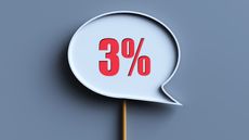 3% inside a dialogue bubble against a slate-blue background.