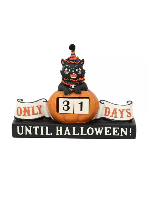 5" Black Cat Halloween Countdown Tabletop D&eacute;cor