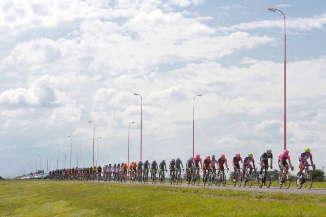 The riders were lined out in pursuit of the break