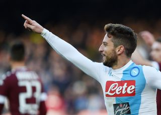 Dries Mertens celebrates after scoring for Napoli against Torino in December 2016.