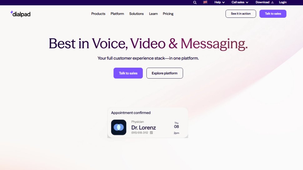 Website screenshot of Dialpad (March, 2026)