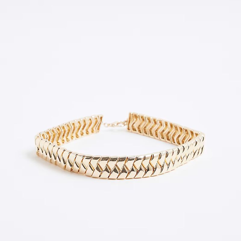 River Island , Gold Woven Choker Necklace