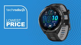 Garmin Forerunner 965 on a blue TechRadar banner