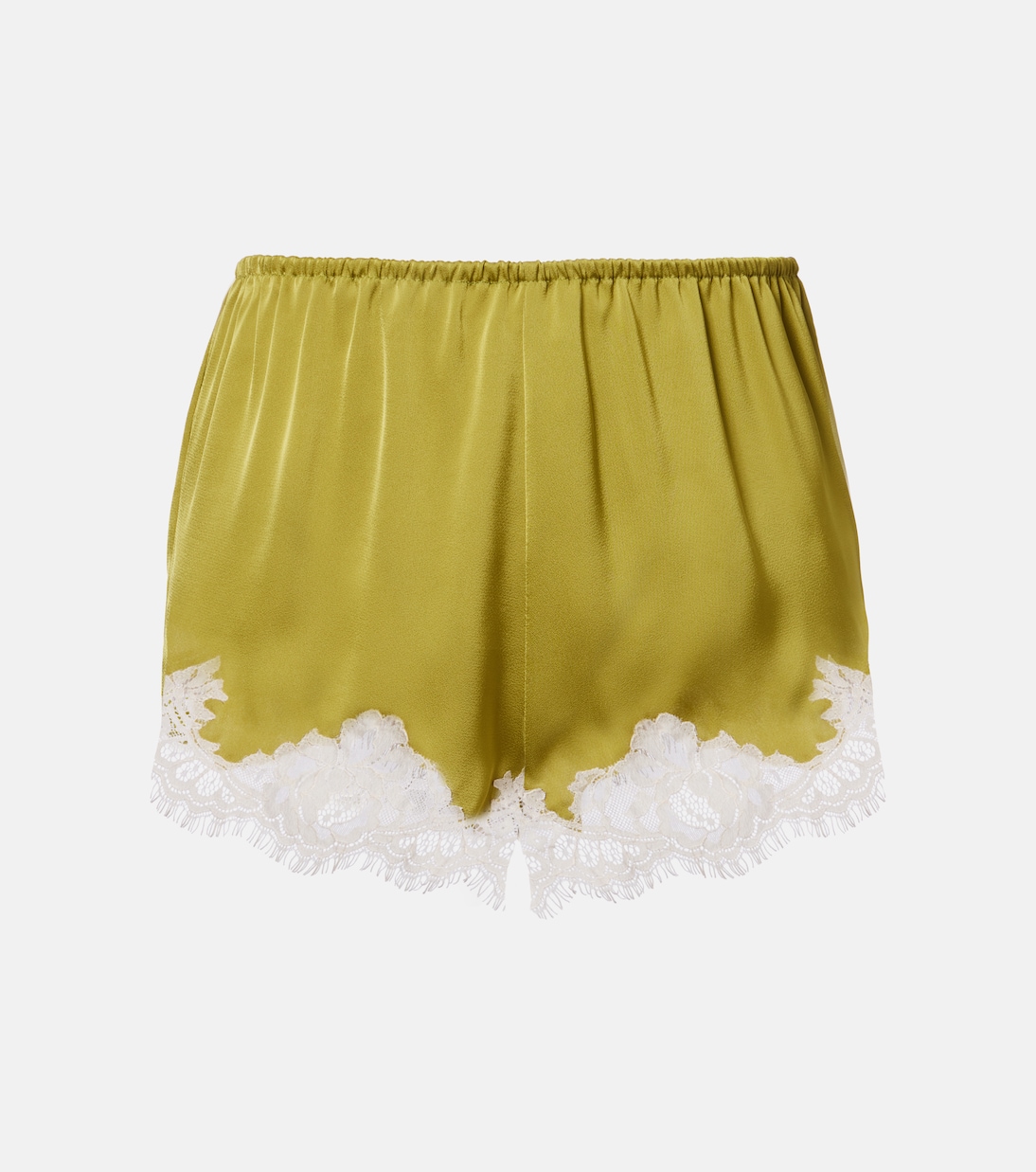Norden Lace-Trimmed Satin Shorts in Green - Faithfull
