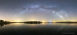 The Milky Way sparkles over the village of Campinho, Portugal, in this panoramic view by astrophotographer Sérgio Conceição. He took this photo on June 12, 2018 at 11:57 p.m. local time. 