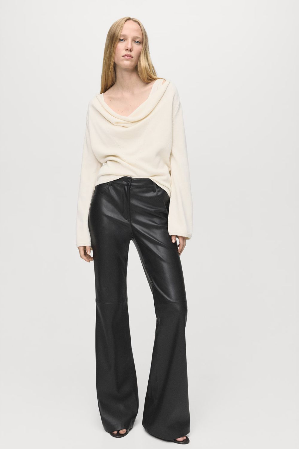 Mango Leather-Effect Skinny Trousers