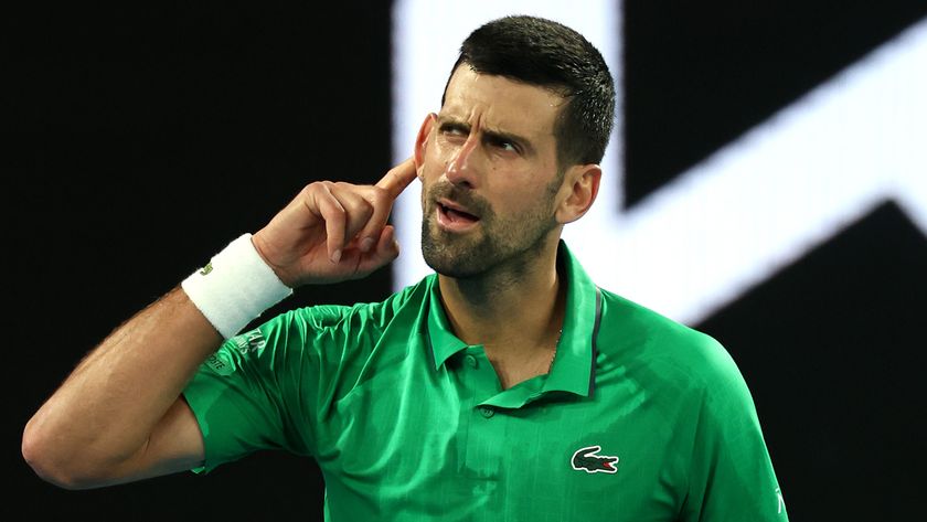Novak Djokovic of Serbia celebrates winning match point against Botic van de Zandschulp of the Netherlands during the Men's Singles Third Round match on day seven of the 2026 Australian Open at Melbourne Park on January 24, 2026 in Melbourne, Australia. 