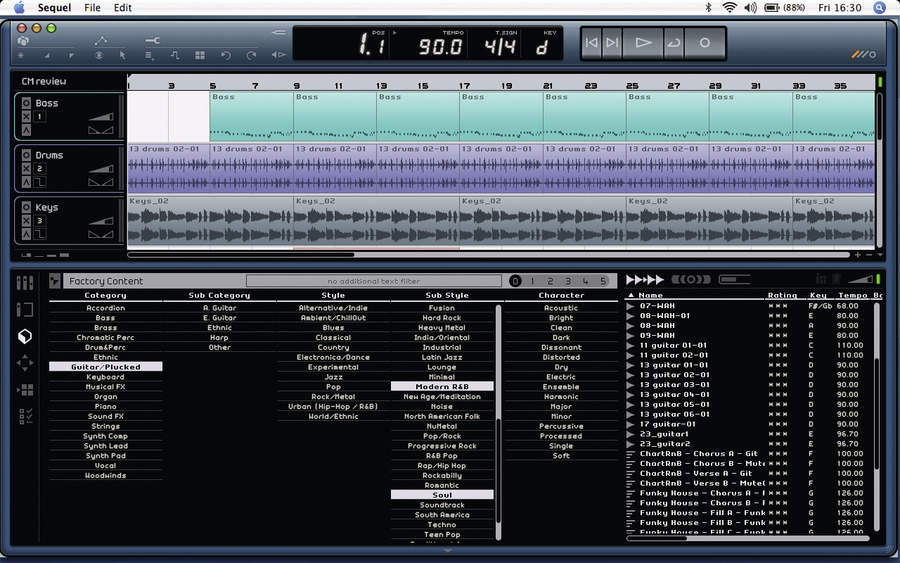 The MediaBay makes it easy to locate the kind of loops you need for your track