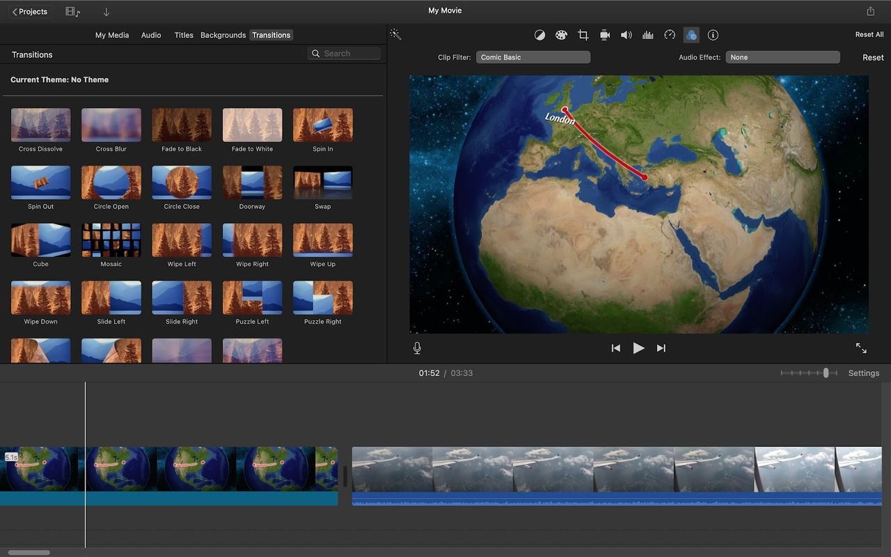 Screenshot of Apple iMovie