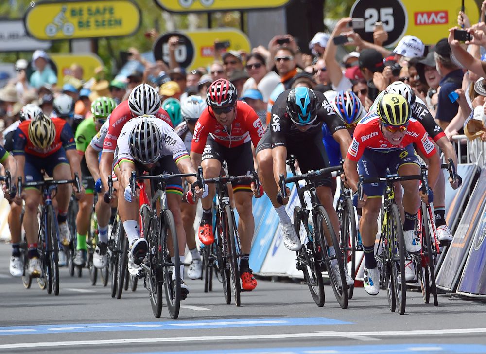 Caleb Ewan beats Peter Sagan to take the win in the final stage of the Tour Down under.