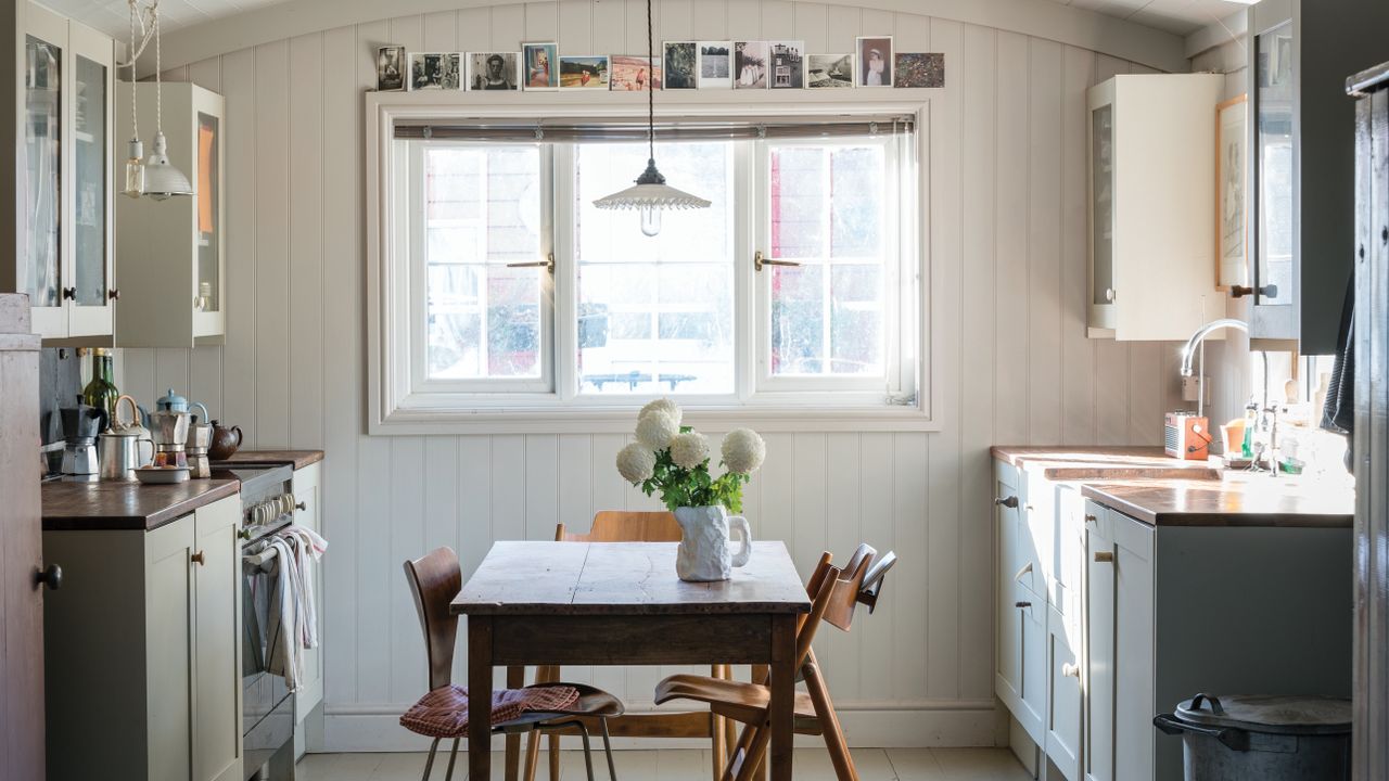 Purbeck Stone by Farrow &amp; Ball on the walls of a kitchen