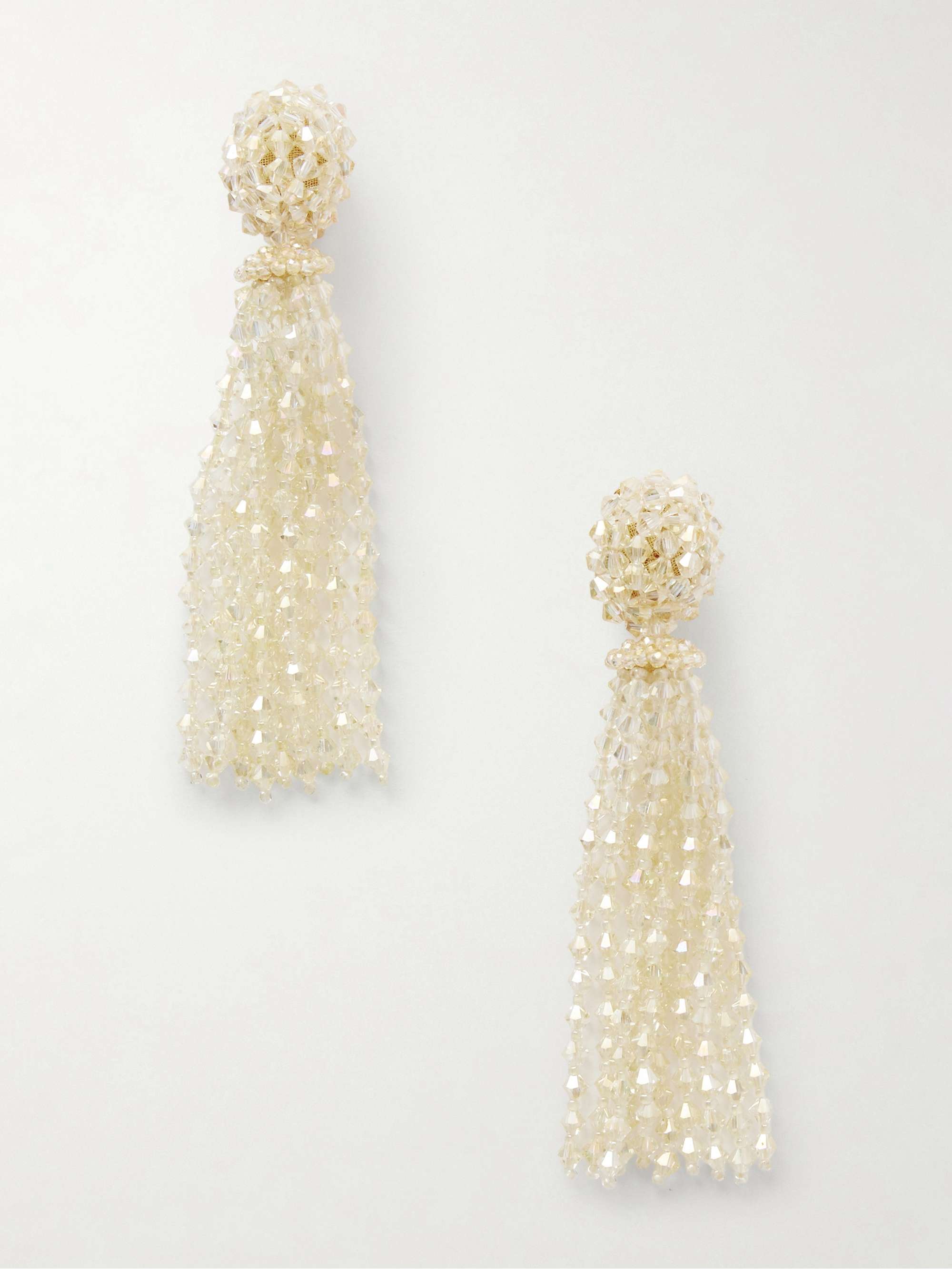 Tassel Beaded Clip Earrings