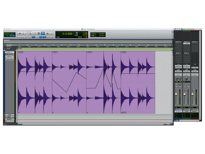 The new Clip Gain feature makes it possible to display and quickly manipulate gain lines on each clip.