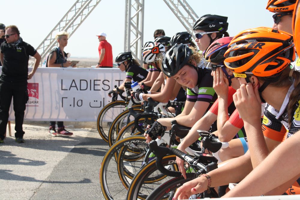 On the startline at the Ladies Tour of Qatar