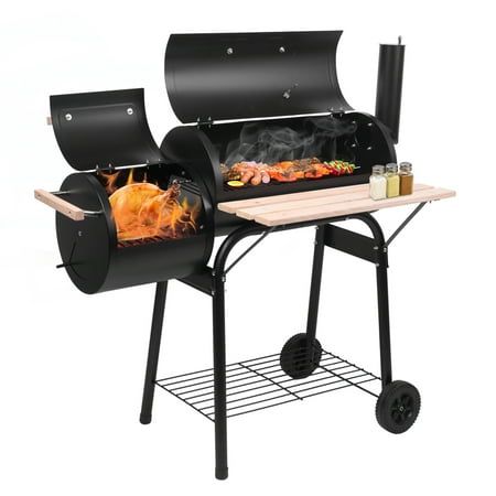 BBQ Charcoal Grill Outdoor Barbecue Pit With Offset Smoker